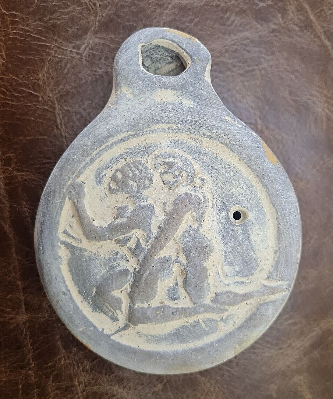 Erotic terracotta Oil Lamp Vintage-Antique ROMAN spqr of pottery,unique handmade