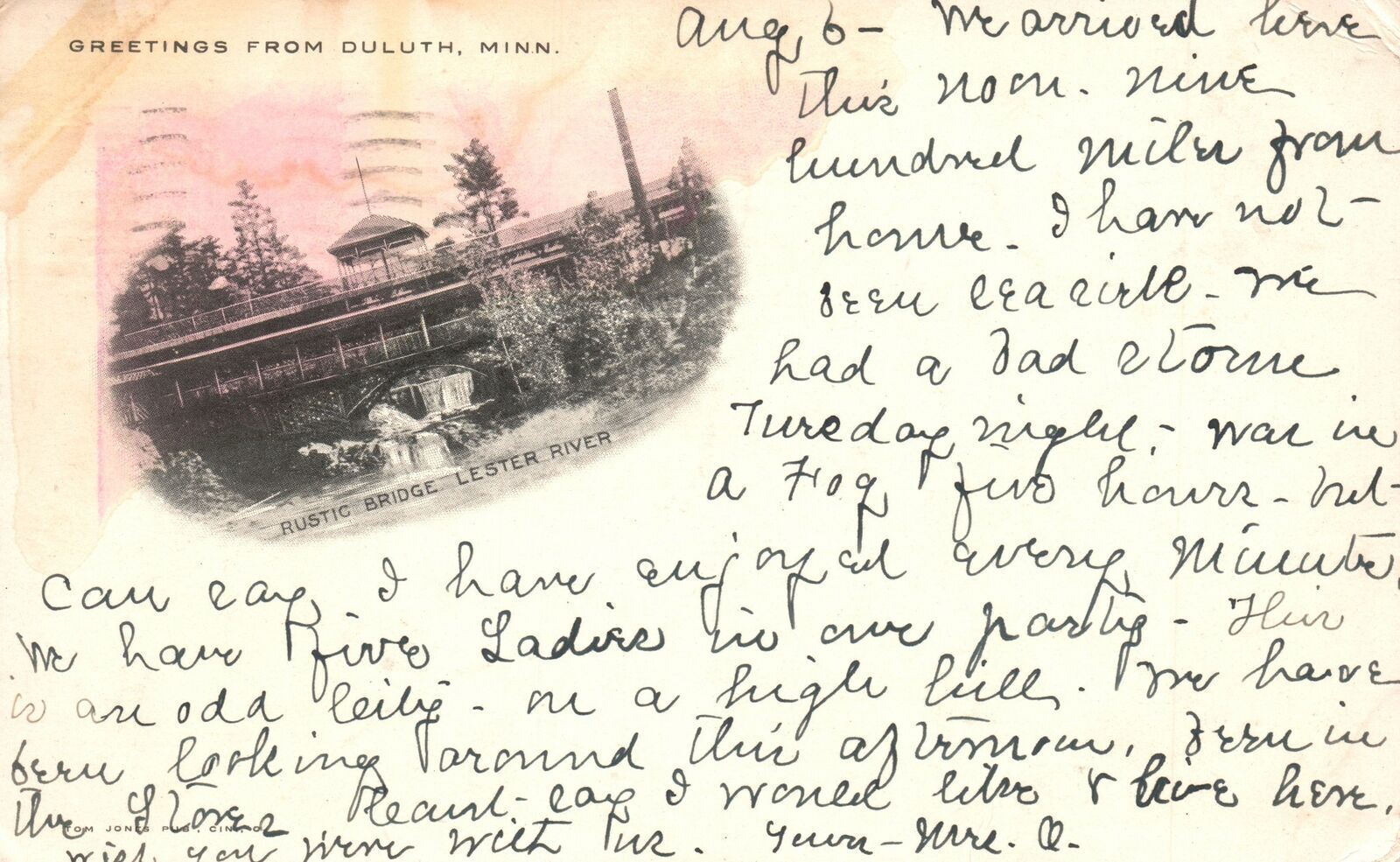 Vintage Postcard 1903 Greetings From Duluth Minnesota Rustic Bridge Lester River