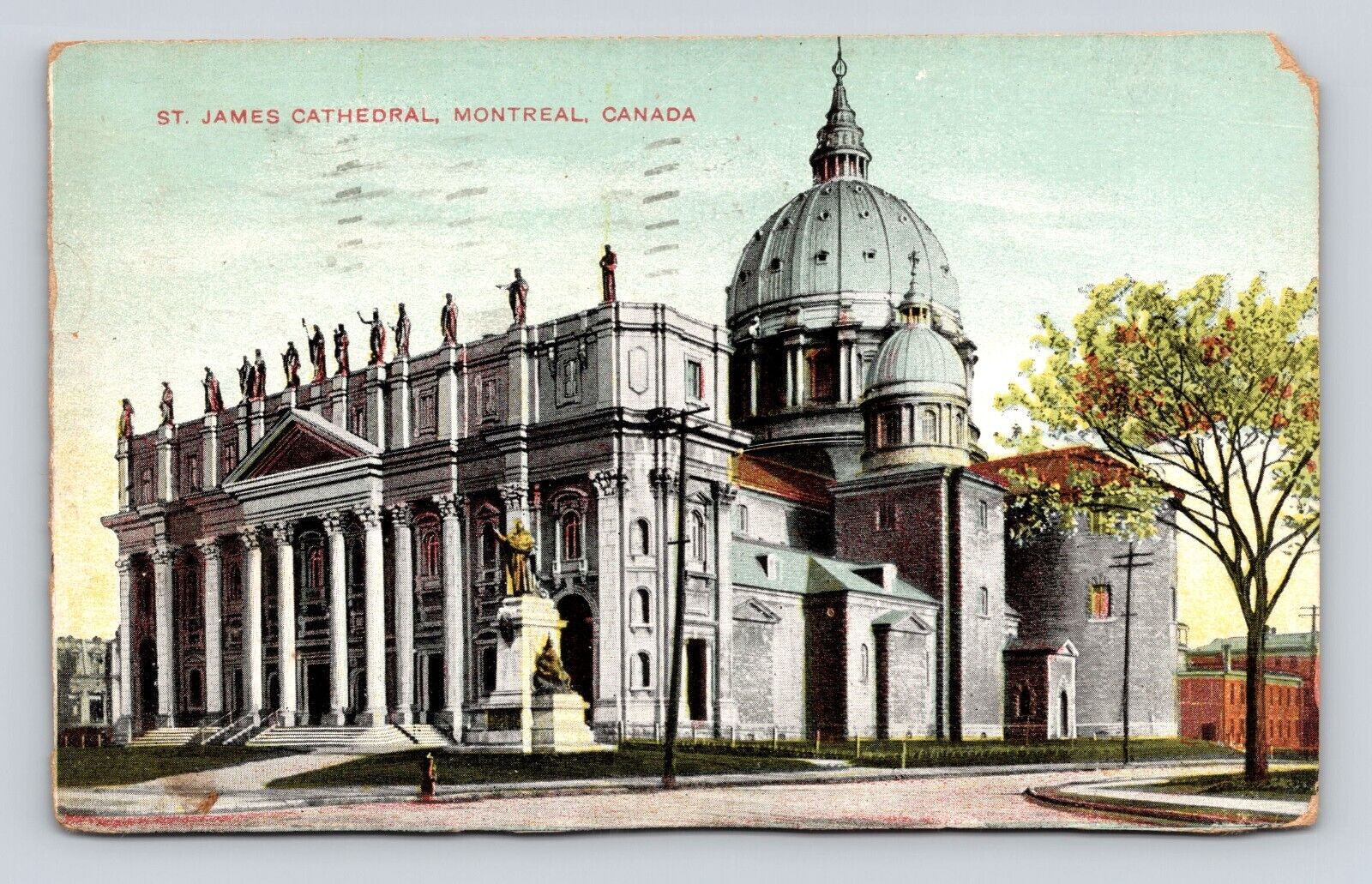 Antique Old Postcard ST JAMES CATHEDRAL MONTREAL CANADA cancel 1911