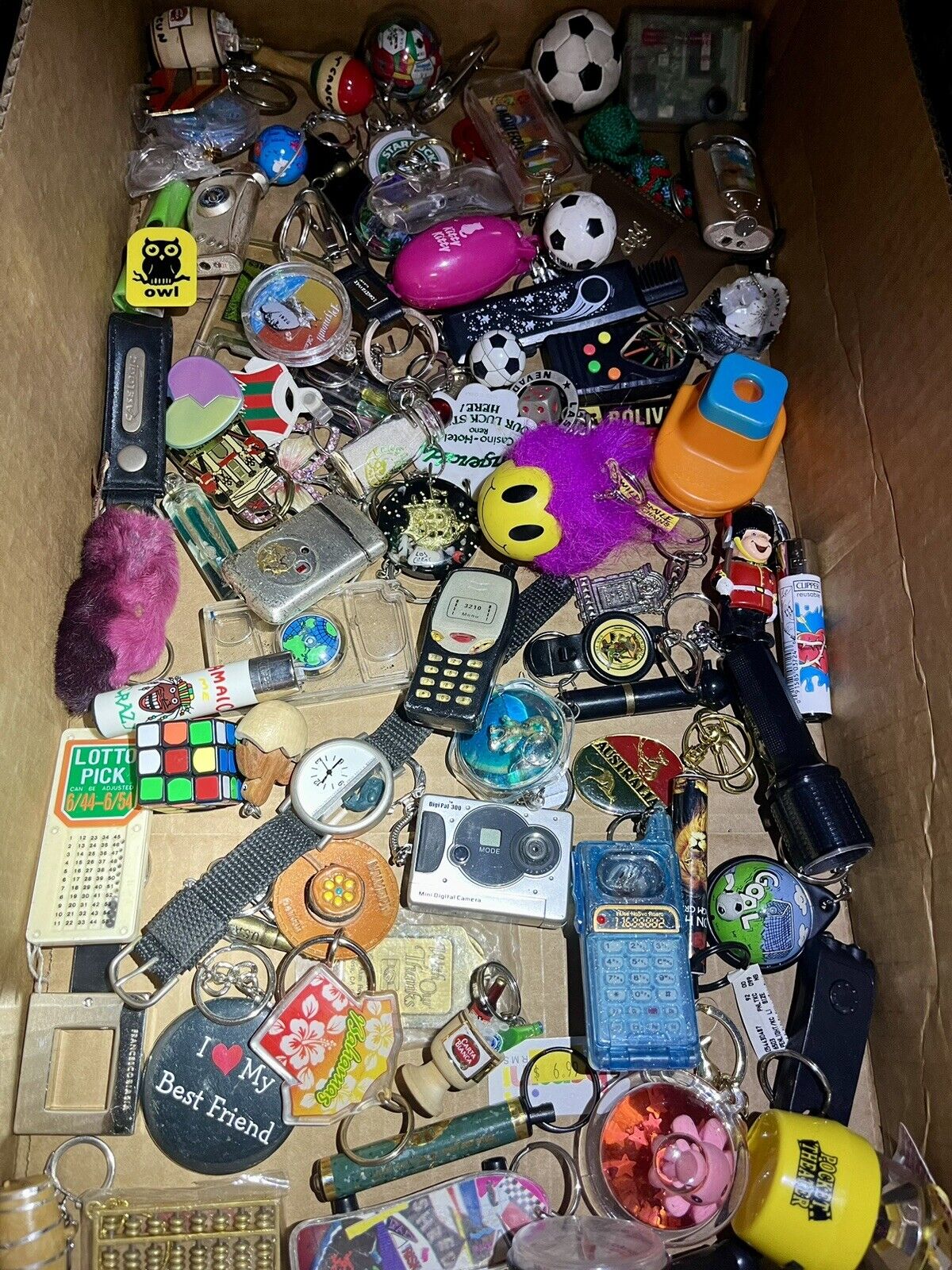 Junk Drawer Lot - 65+ Keychains & Miscellaneous Items (Used Condition)