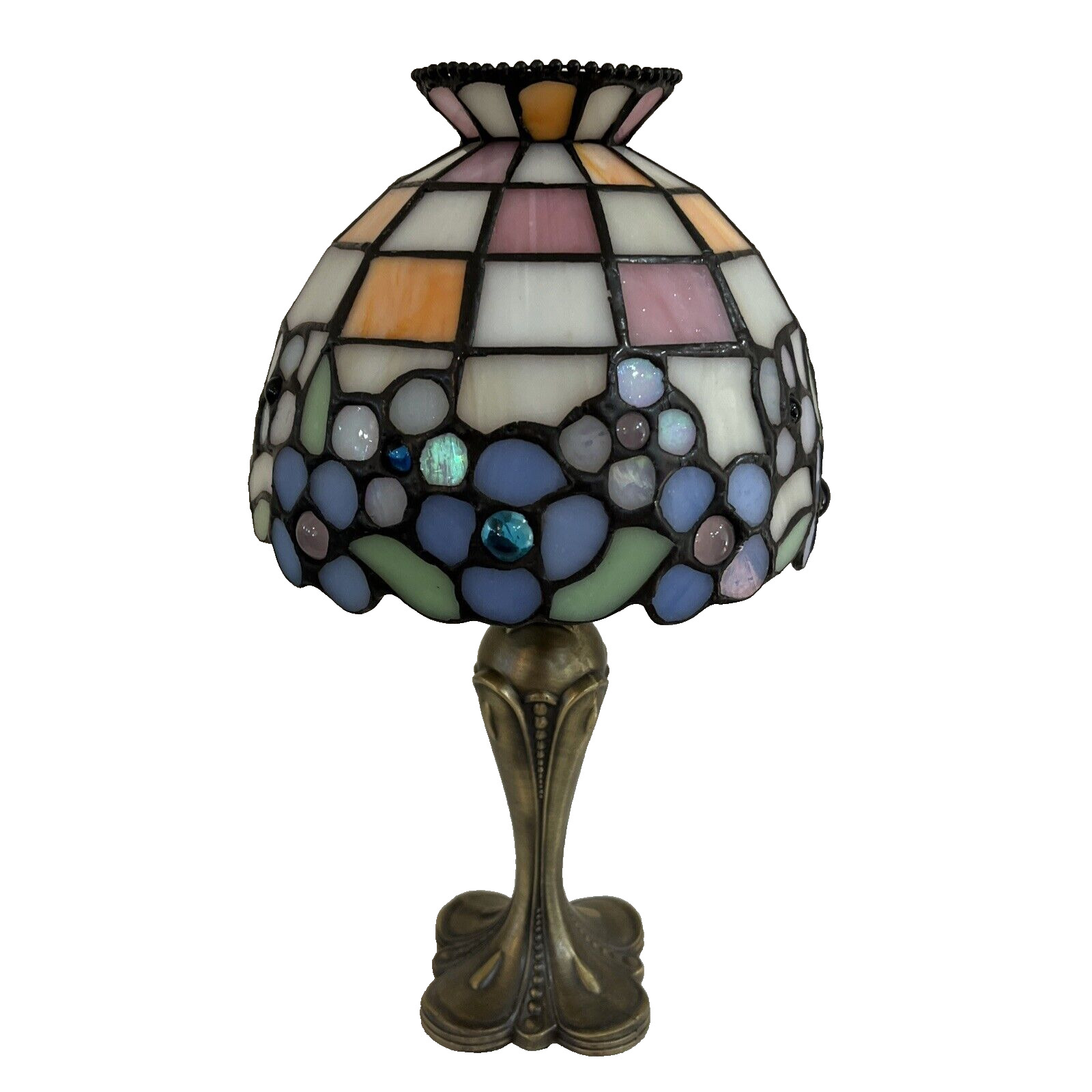 PartyLite HYDRANGEA TIFFANY STYLE Stained Glass TEA LIGHT LAMP Candle Holder MOM