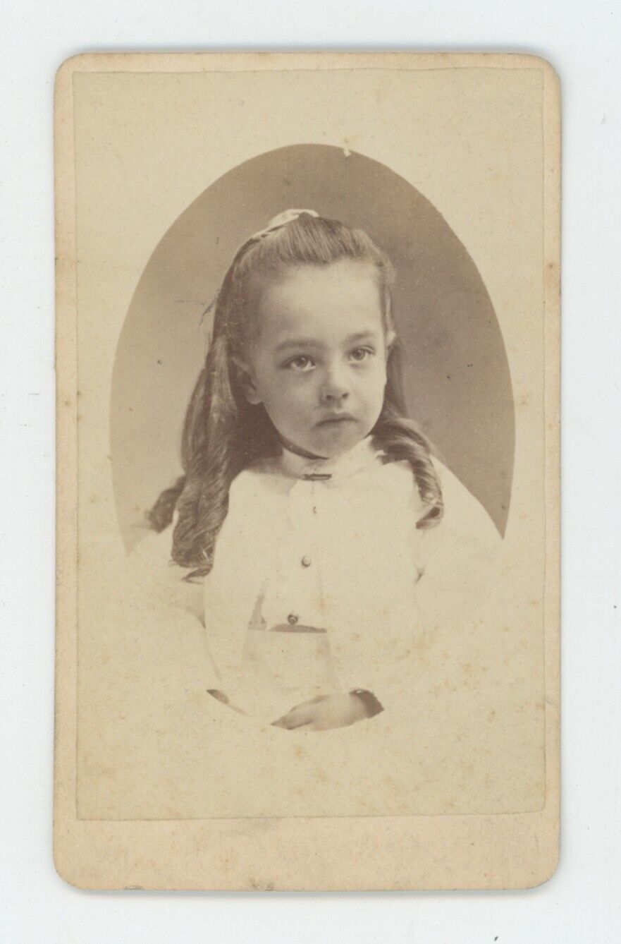 Antique ID'd CDV c1870s Beautiful Little Girl Named Theadore Blifs Providence RI