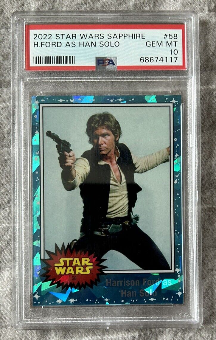 2022 Star Wars Sapphire #58 - Harrison Ford as Han Solo - PSA 10