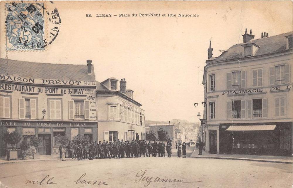 CPA 78 LIMAY BRIDGE PLACE DU PONT NEW & RUE NATIONALE (Back Undivided)