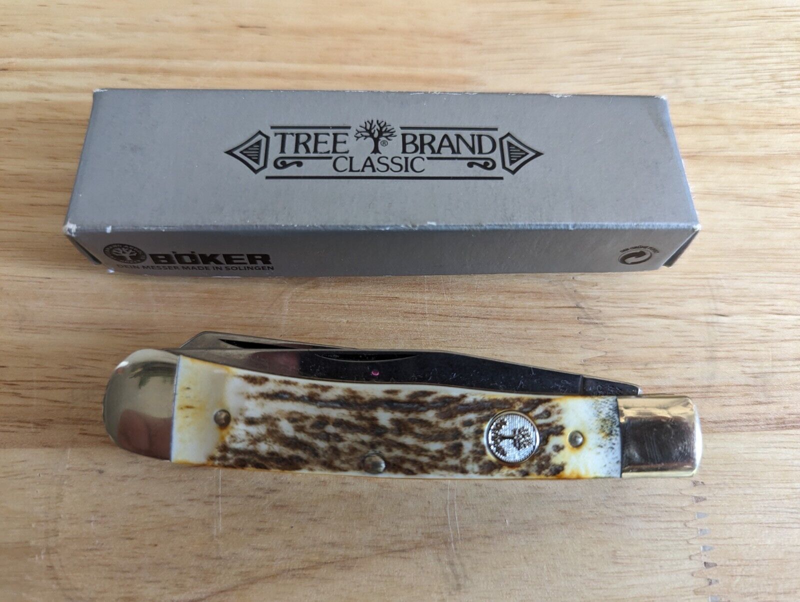 Boker Tree Brand Classic Trapper Knife with Stag Handles Made in Germany