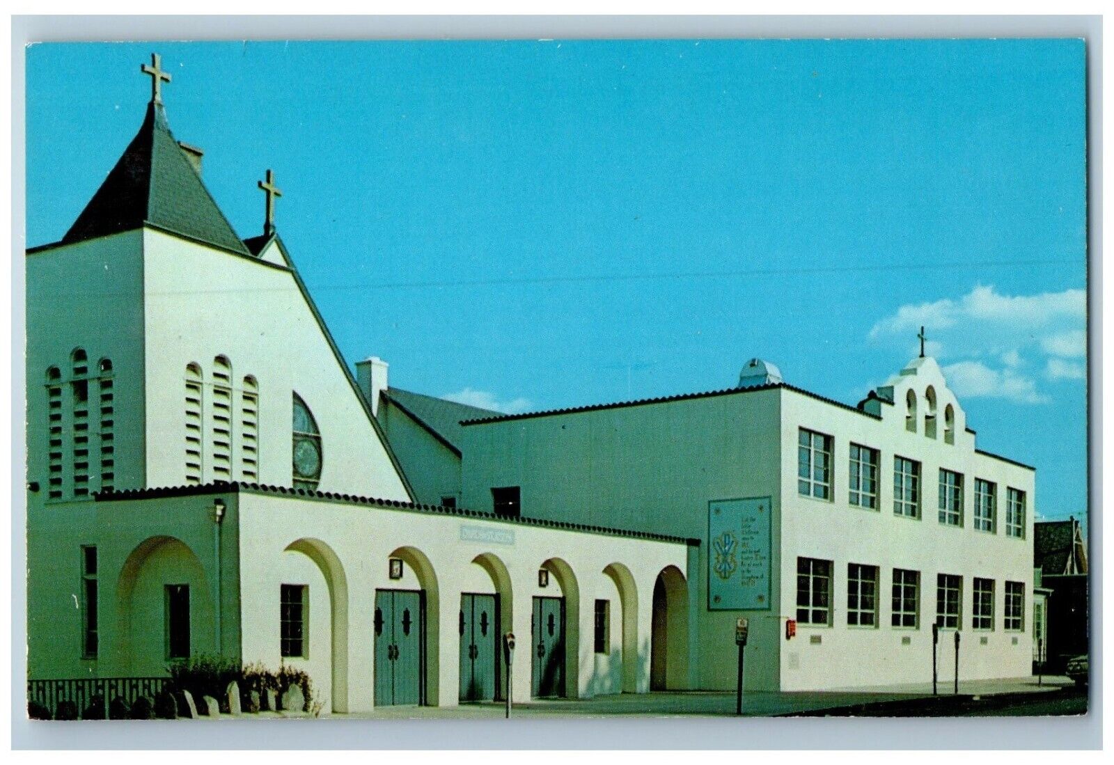 Spring Valley New York Postcard Church School St. Joseph Exterior Building c1960
