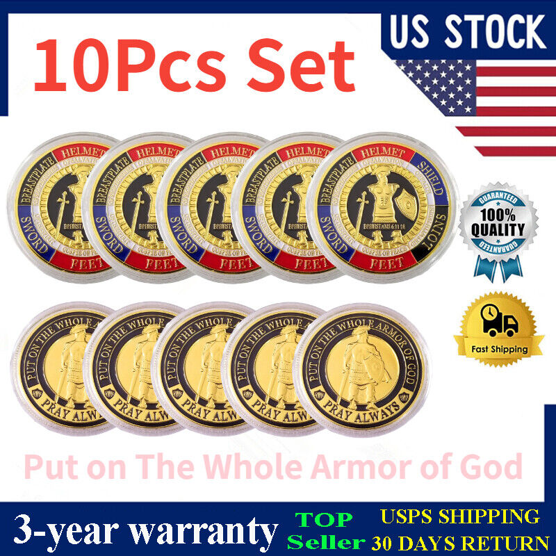 10Pcs Put on The Whole Armor of God Commemorative Challenge Coin Collection Gift