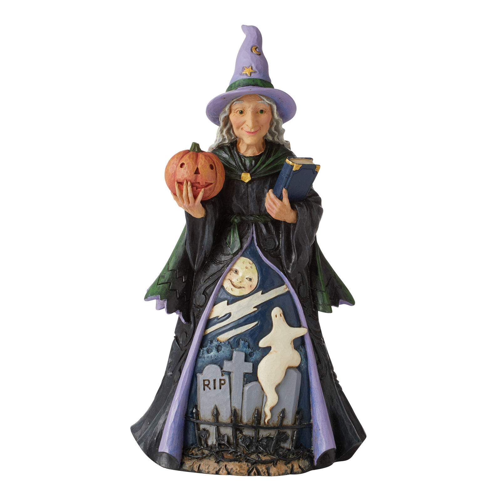 Enesco Jim Shore Heartwood Creek Halloween Witch with Scene Figurine 8.66 Inch