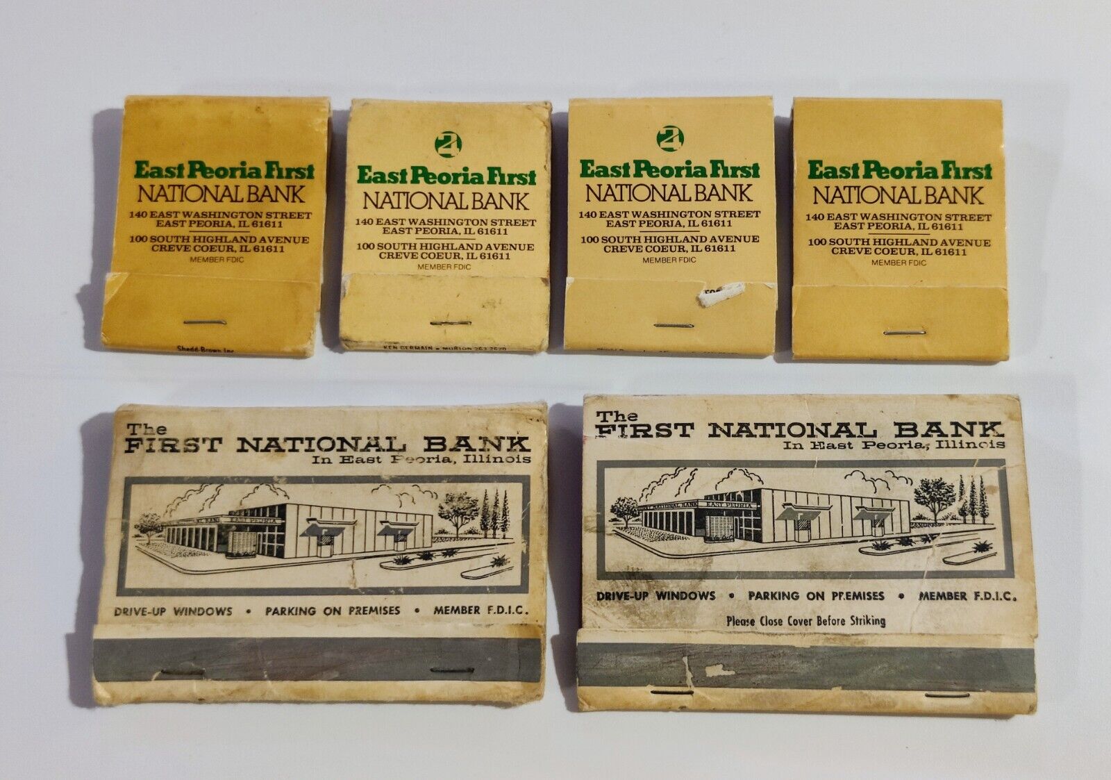 Vintage Advertising Matchbook Lot FIRST NATIONAL BANK EAST PEORIA IL 