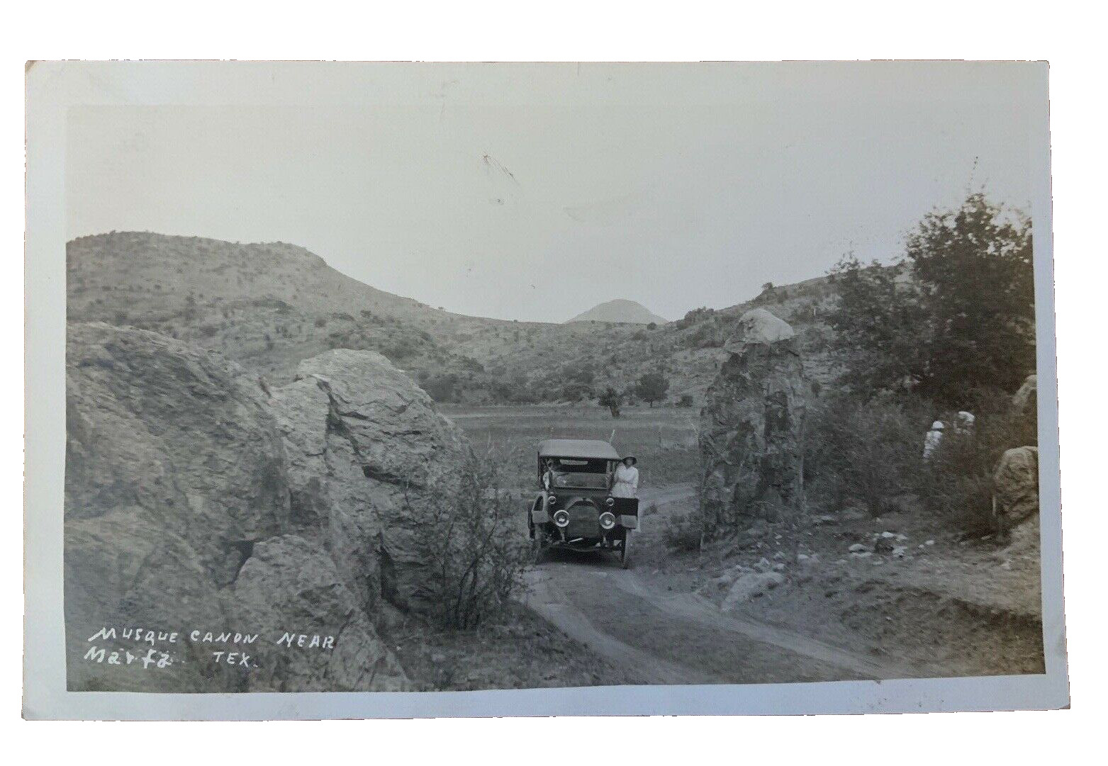 RPPC Marfa Texas c1916 Postcard Musqué Canyon Antique Automobile