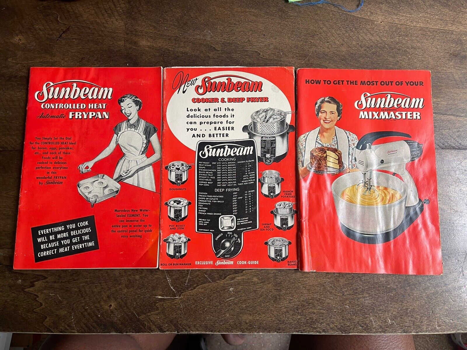 Vintage Sunbeam Mixmaster, Frypan & Cooker/Deep Fryer Booklets