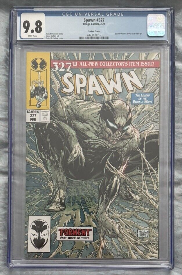 Spawn #327 CGC 9.8 (Image 22) Todd McFarlane Variant Cover Homage Spider-man #1