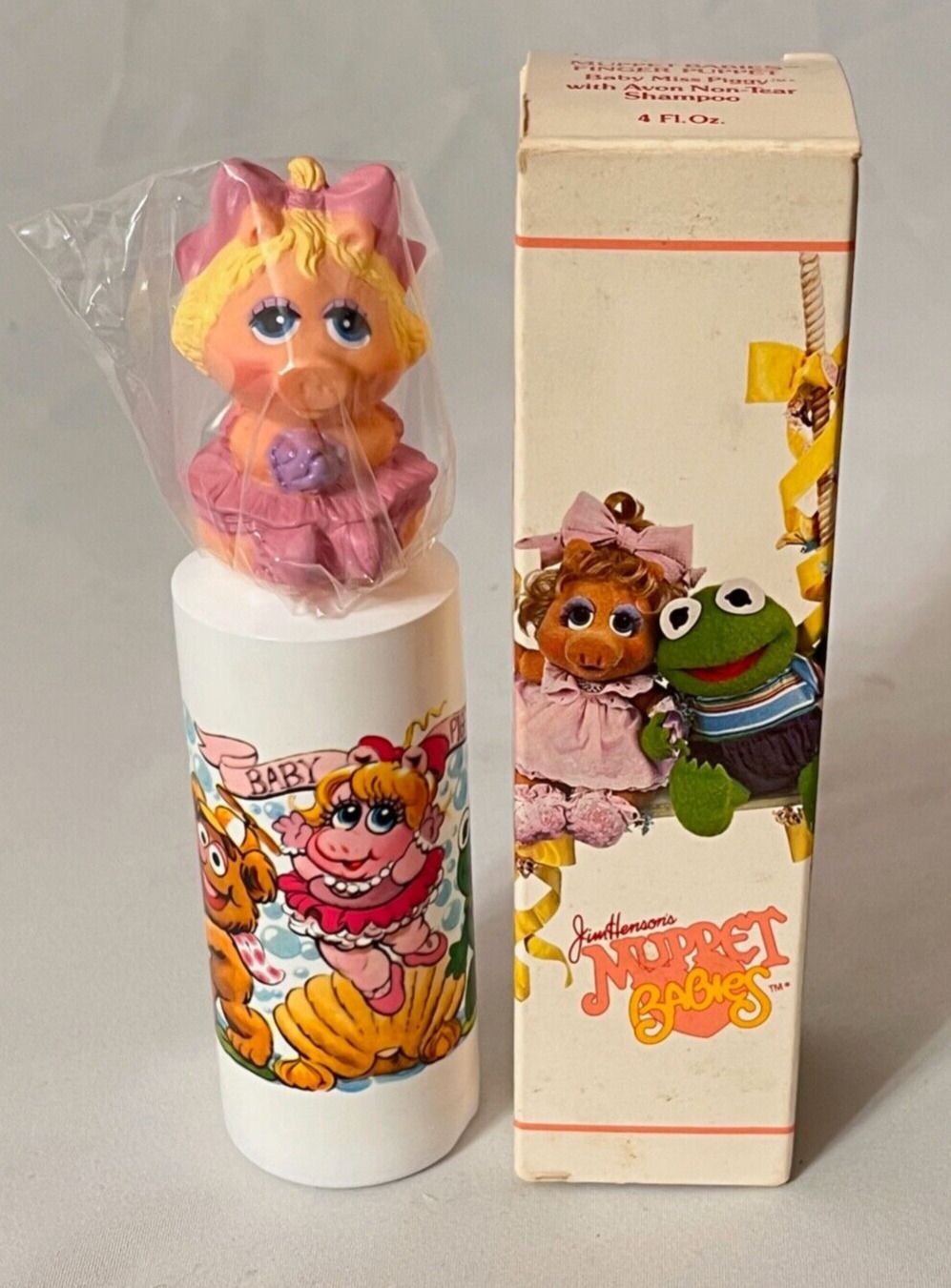 Vintage Avon Muppet Babies Finger Puppet Miss Piggy 1985 No Tear Shampoo NIB NOS