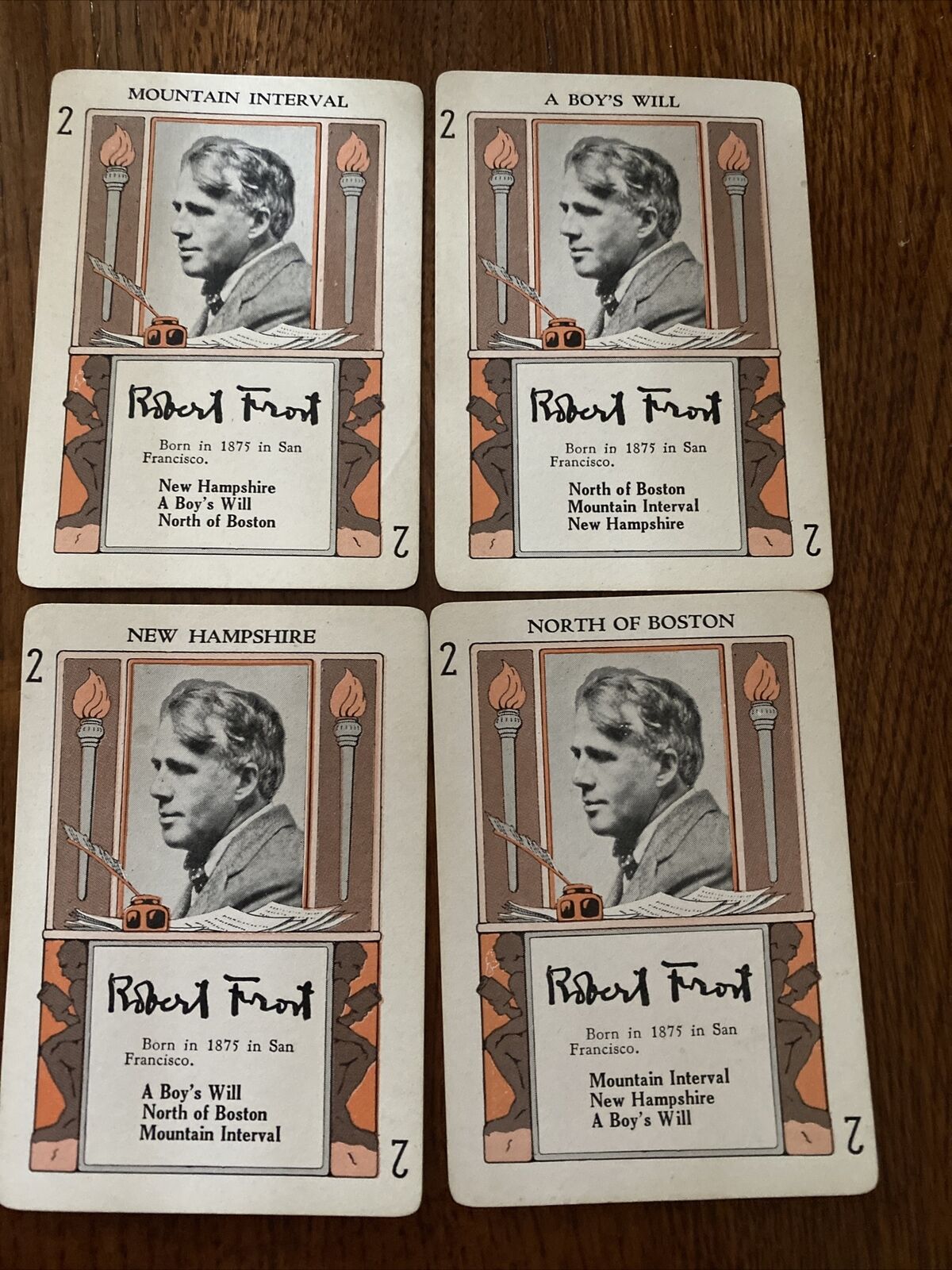 Vintage Set of 4 Robert Frost Cards