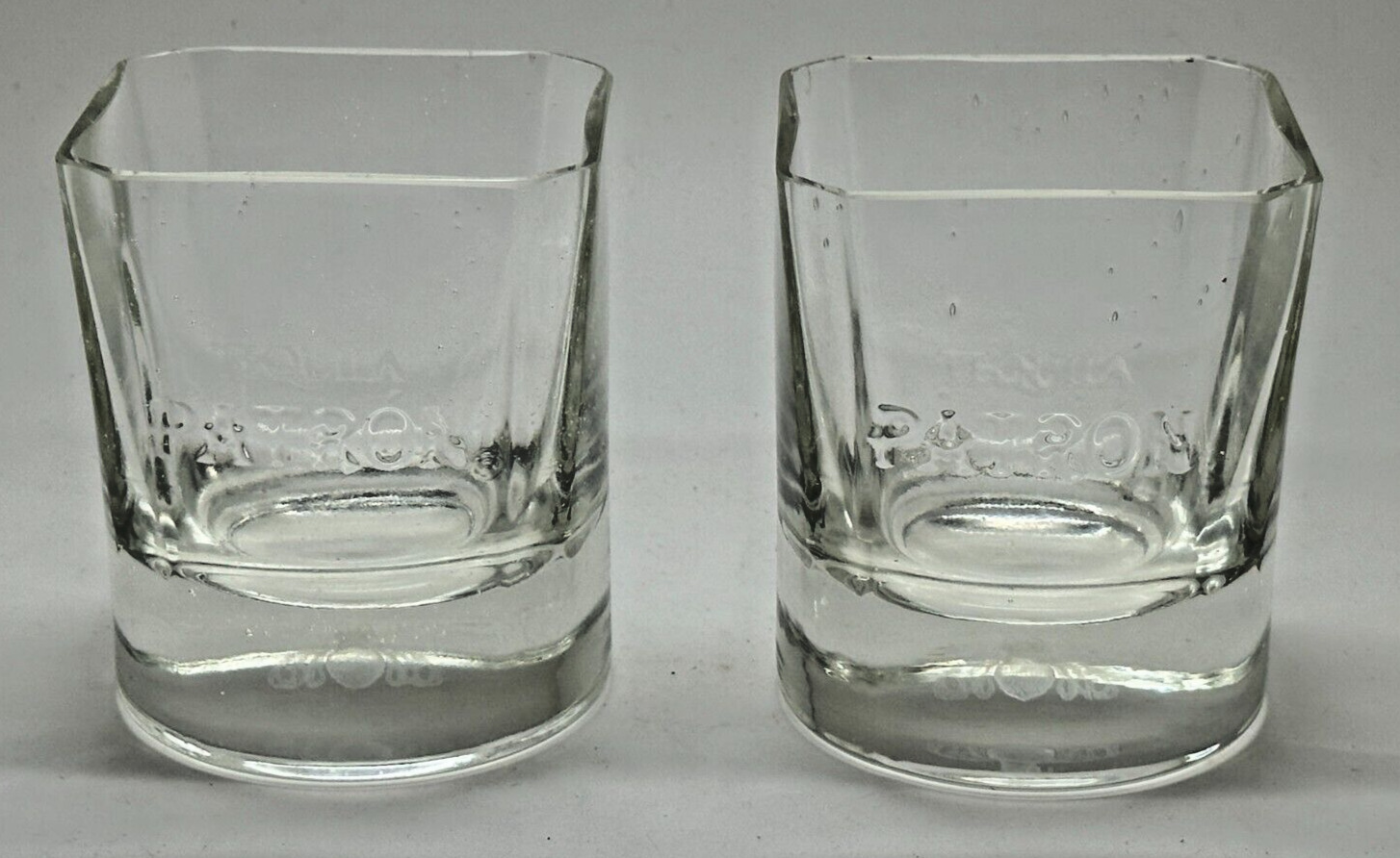 PAIR OF HEAVY TEQUILA PATRON TEQUILA GLASSES - PUB BAR HOME 2 TWO TUMBLER