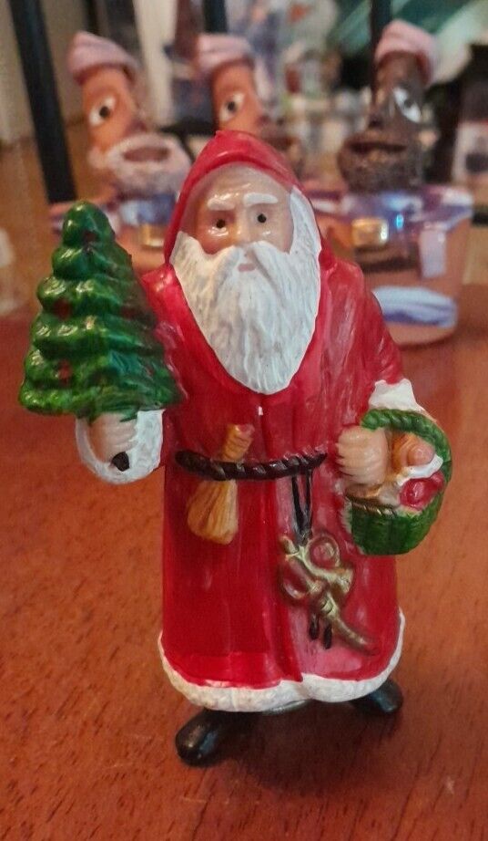 Vintage Victorian Style Santa, Father Christmas, Hard Plastic Blow Mold Ornament