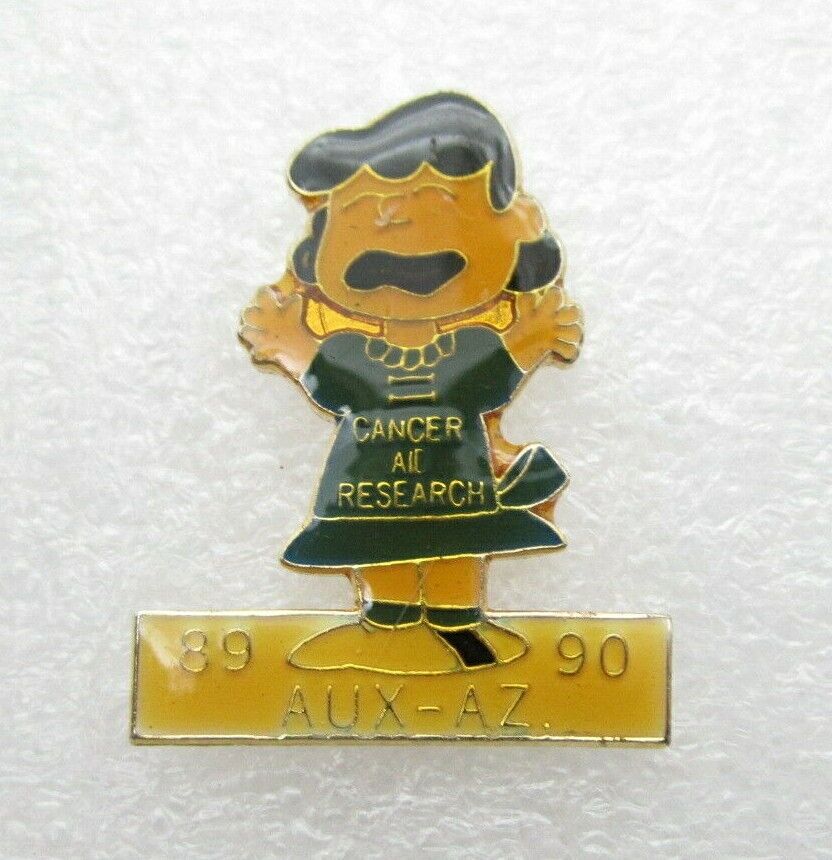 Vintage 1989-1990 Peanuts Lucy Aux-AZ Cancer AIC Research Lapel Pin (B632)