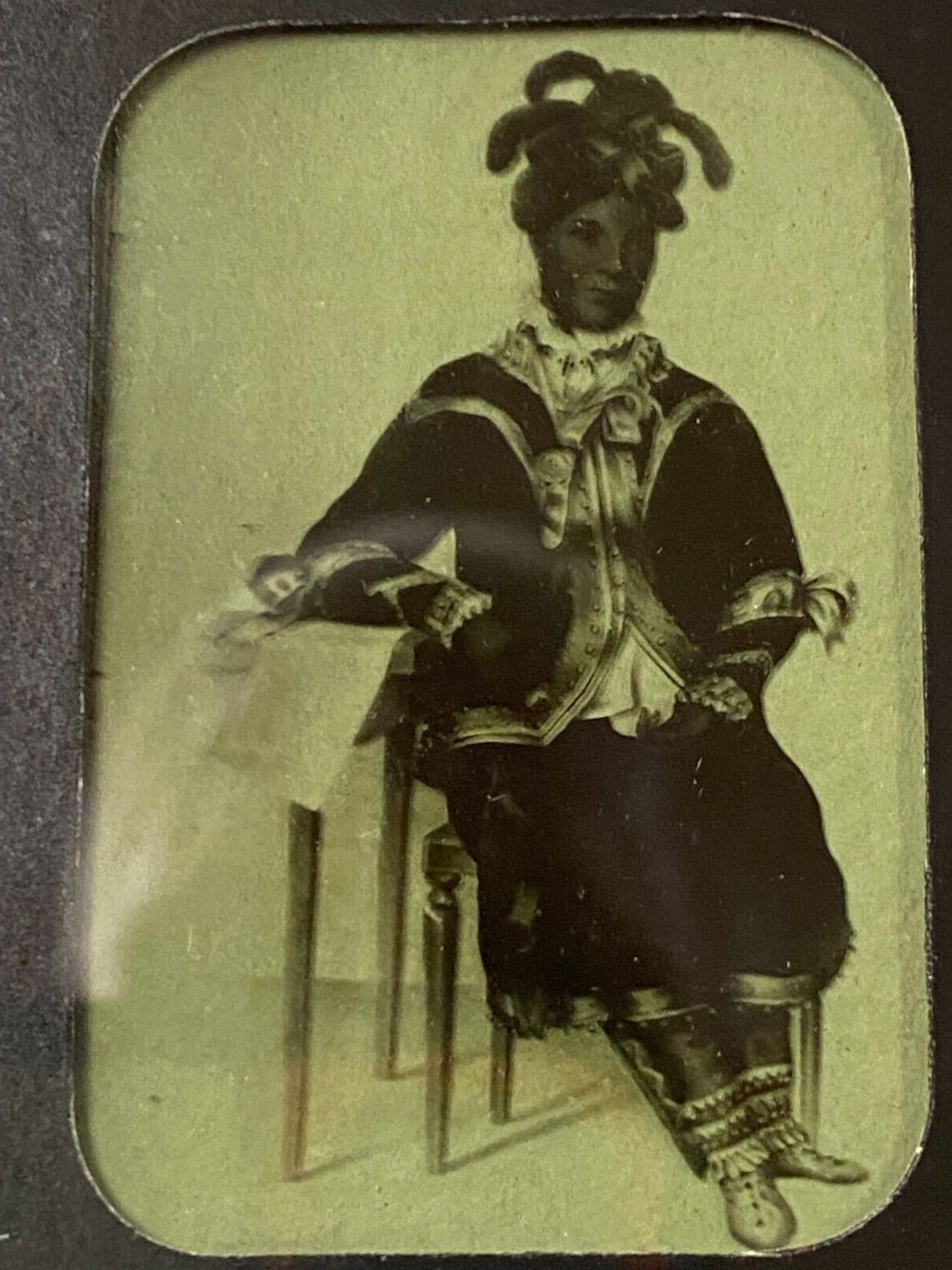 Very Rare 1800s Glass Slide Photo Tintype African American Woman Black Fashion