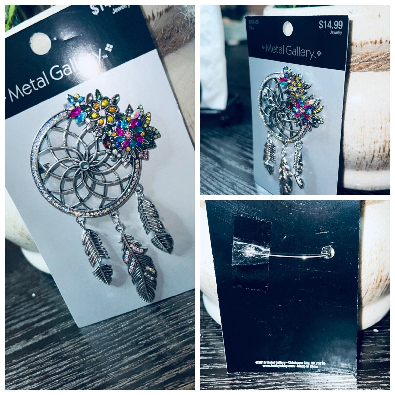 🕸Metal Gallery Colorful Dream Catcher 4” Metal Brooch [Brand New]🕸
