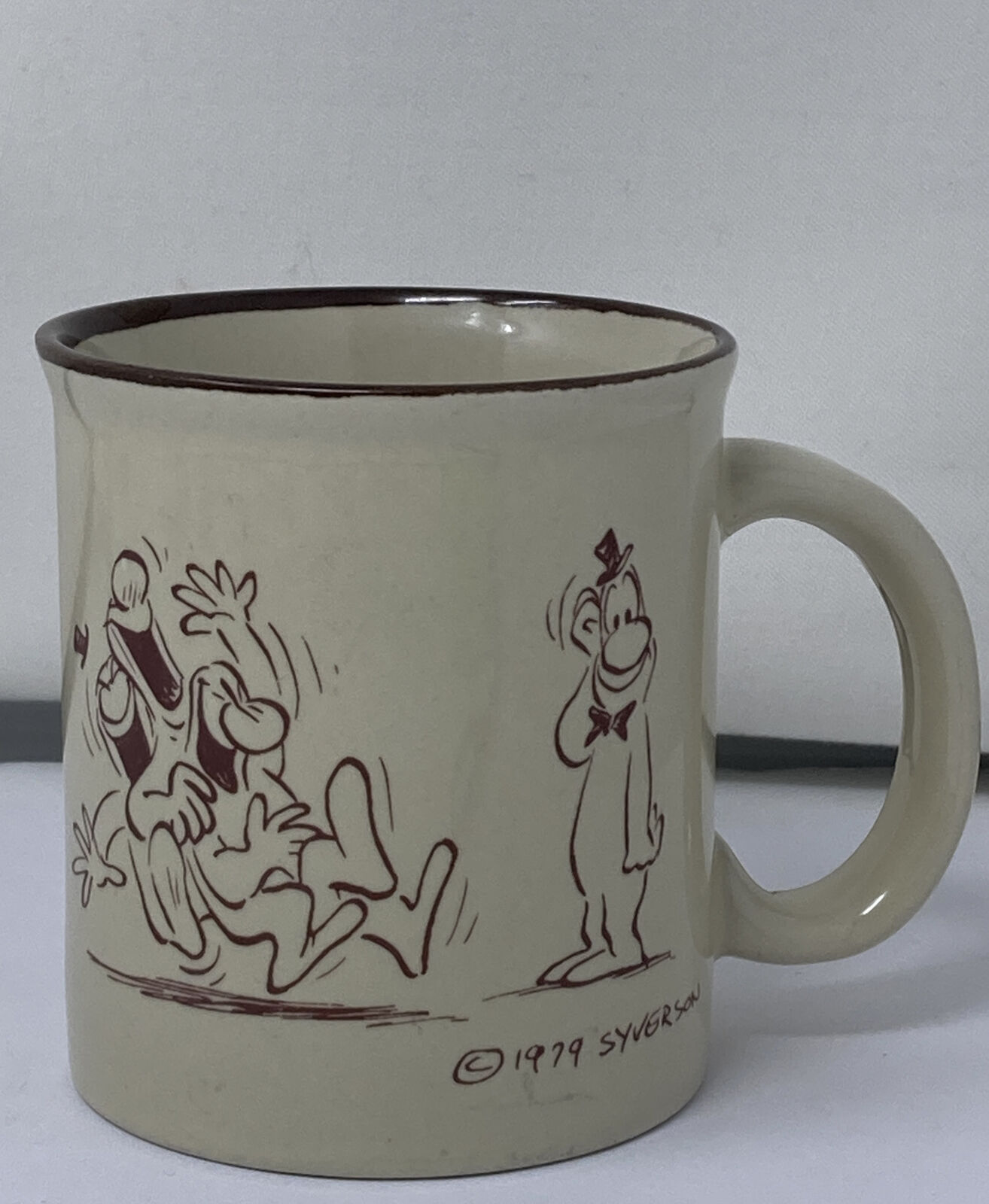 1979 Henry Hank Syverson Laughing Cartoon Coffee Mug Cup Made in Japan