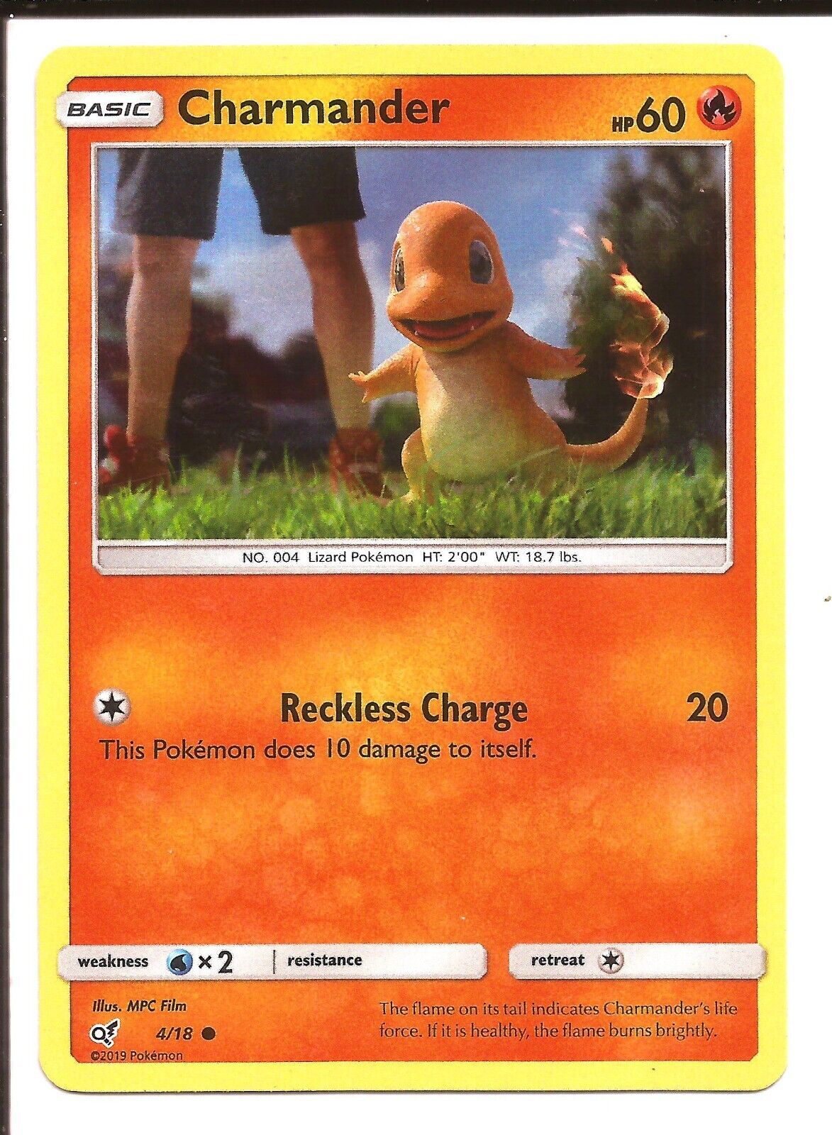 2019 Pokémon Charmander Holofoil Card 4/18 - Lightly Played Excellent Condition
