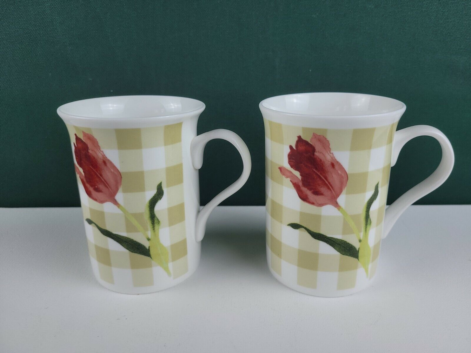The National Trust - Country Check - Mug Set of 2, Tulips, Bone China, England