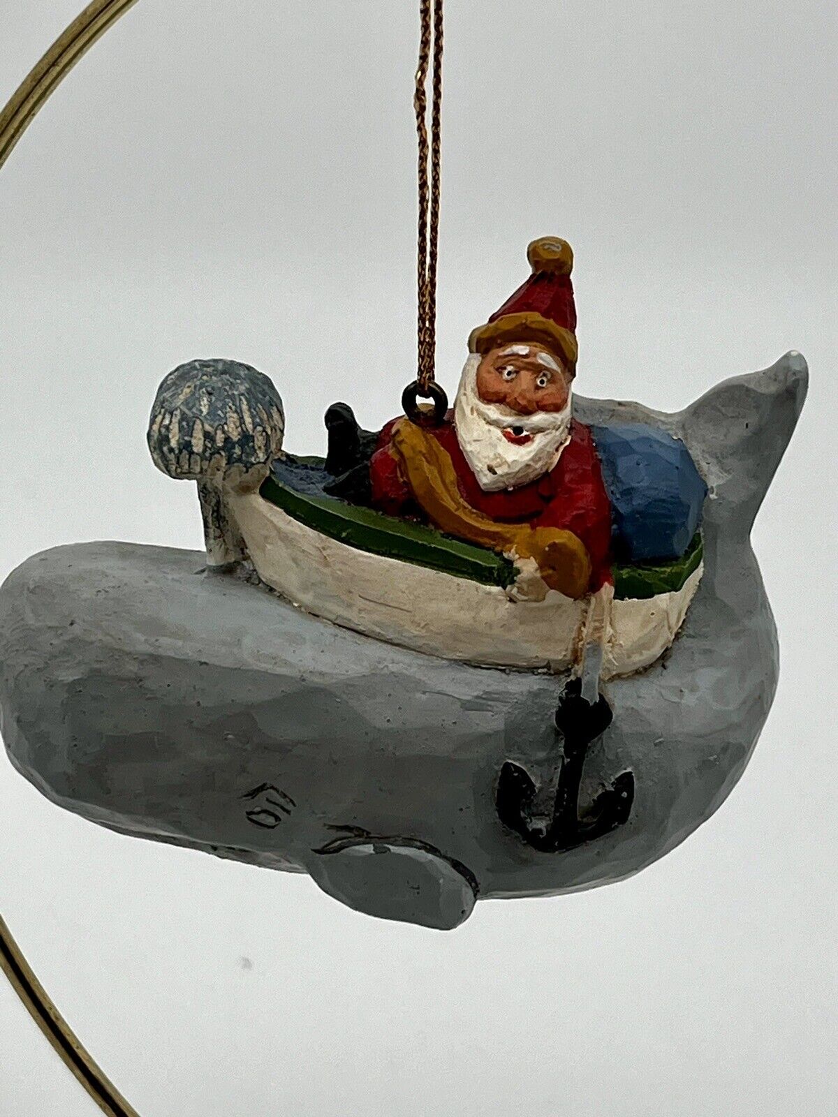 Vintage Susan M Smith Santa Riding His Beloved Blue Whale House of Hatten 1999