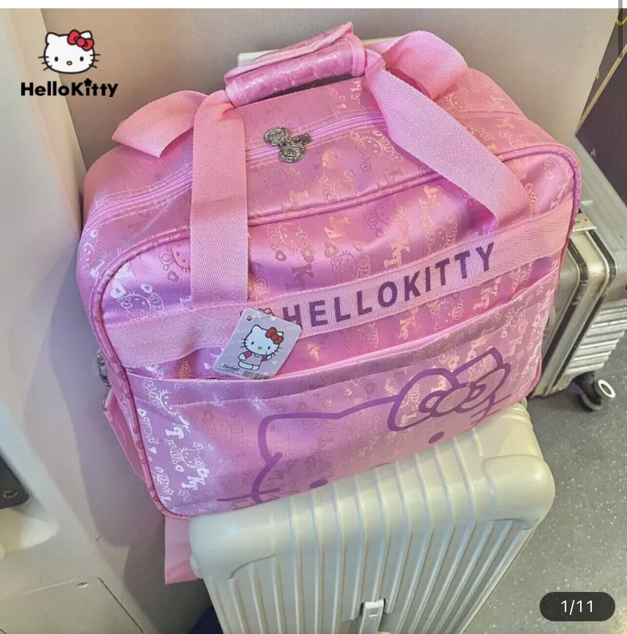 Sanrio Hello Kitty Duffle Bag Travel Luggage Pink Kawaii Overnight Bag Carryon