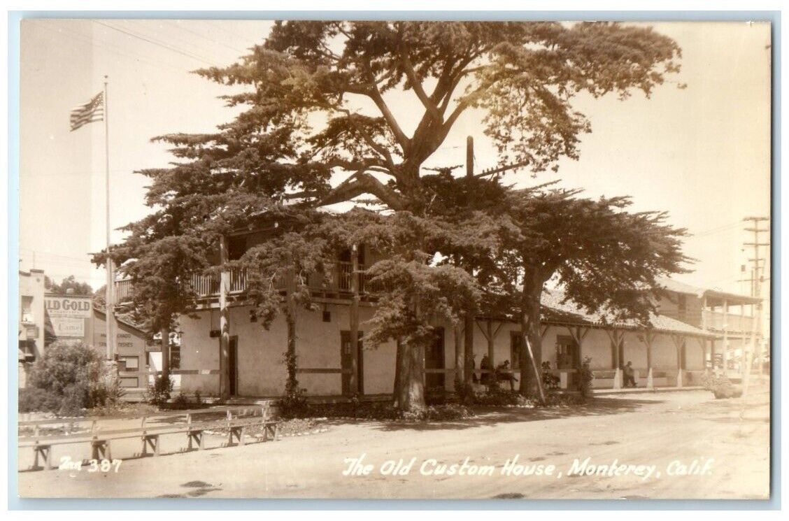 c1940's The Old Custom House View Monterey California CA RPPC Photo Postcard