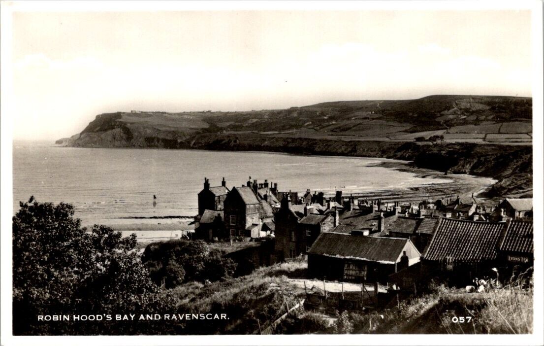 Vintage real photo postcard - ROBIN HOOD'S BAY AND RAVENSCAR. England