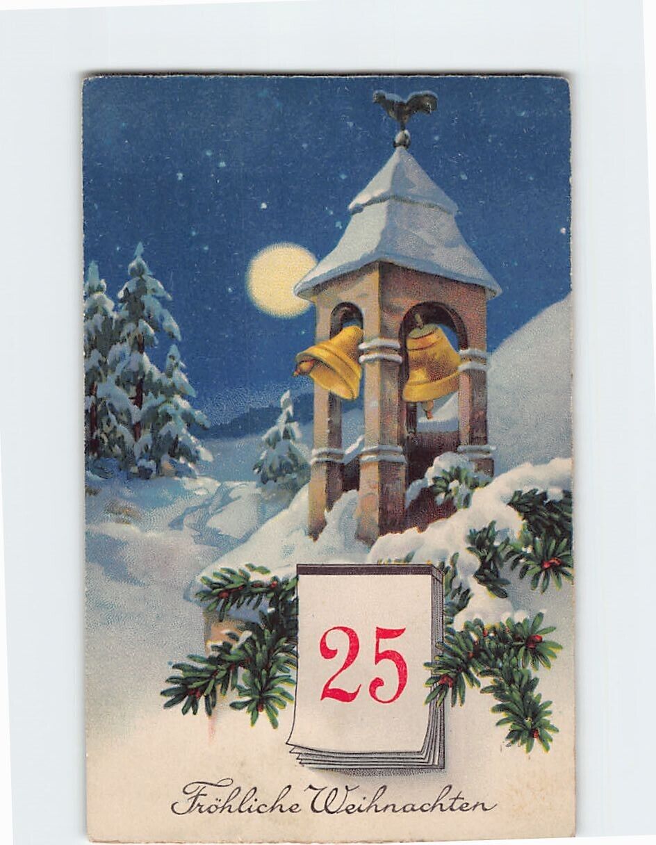Postcard Fröhliche Weihnachten with Christmas Art Print