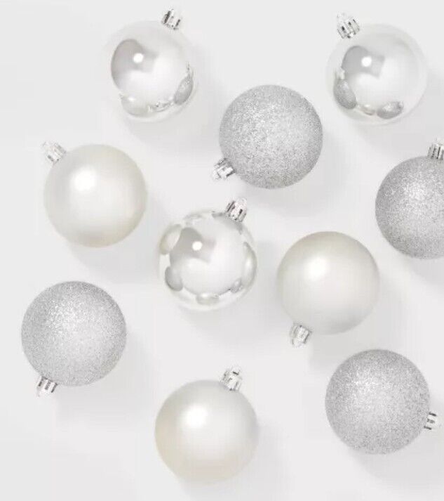 50ct Target Silver Shatter Resistant Christmas Tree Ornaments Set Pack