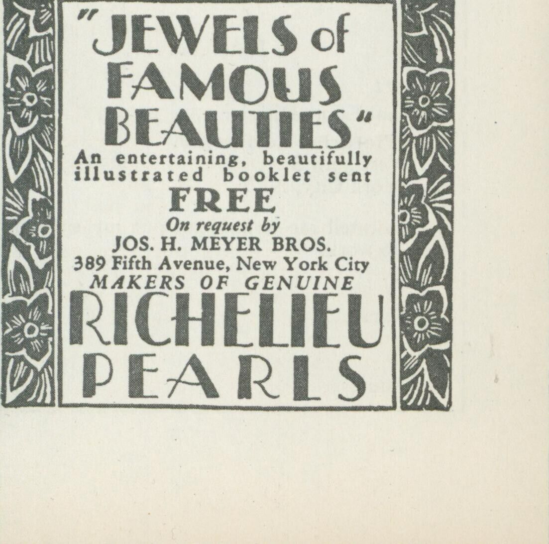 1928 Jewels Of Famous Beauties Richelieu Pearls Booklet Offer Vtg Print Ad PR3