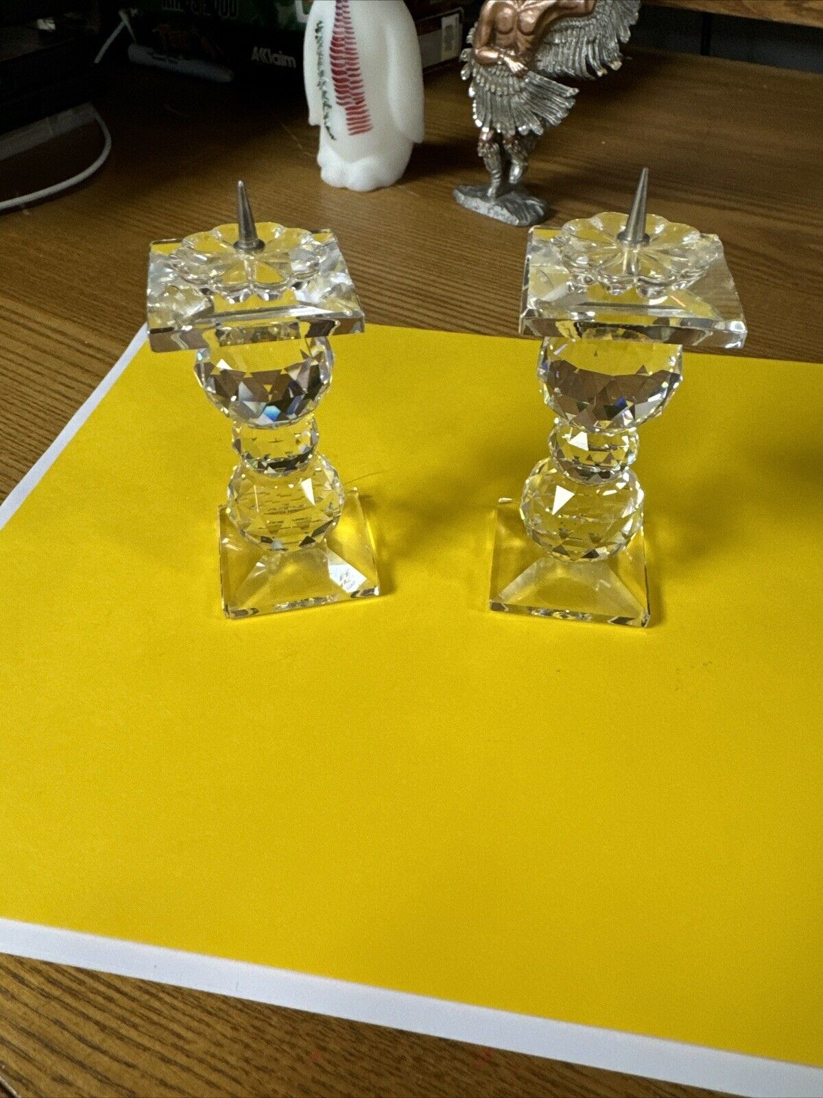 Pair of Swarovski Crystal Art Pin Candleholder~New~No Box
