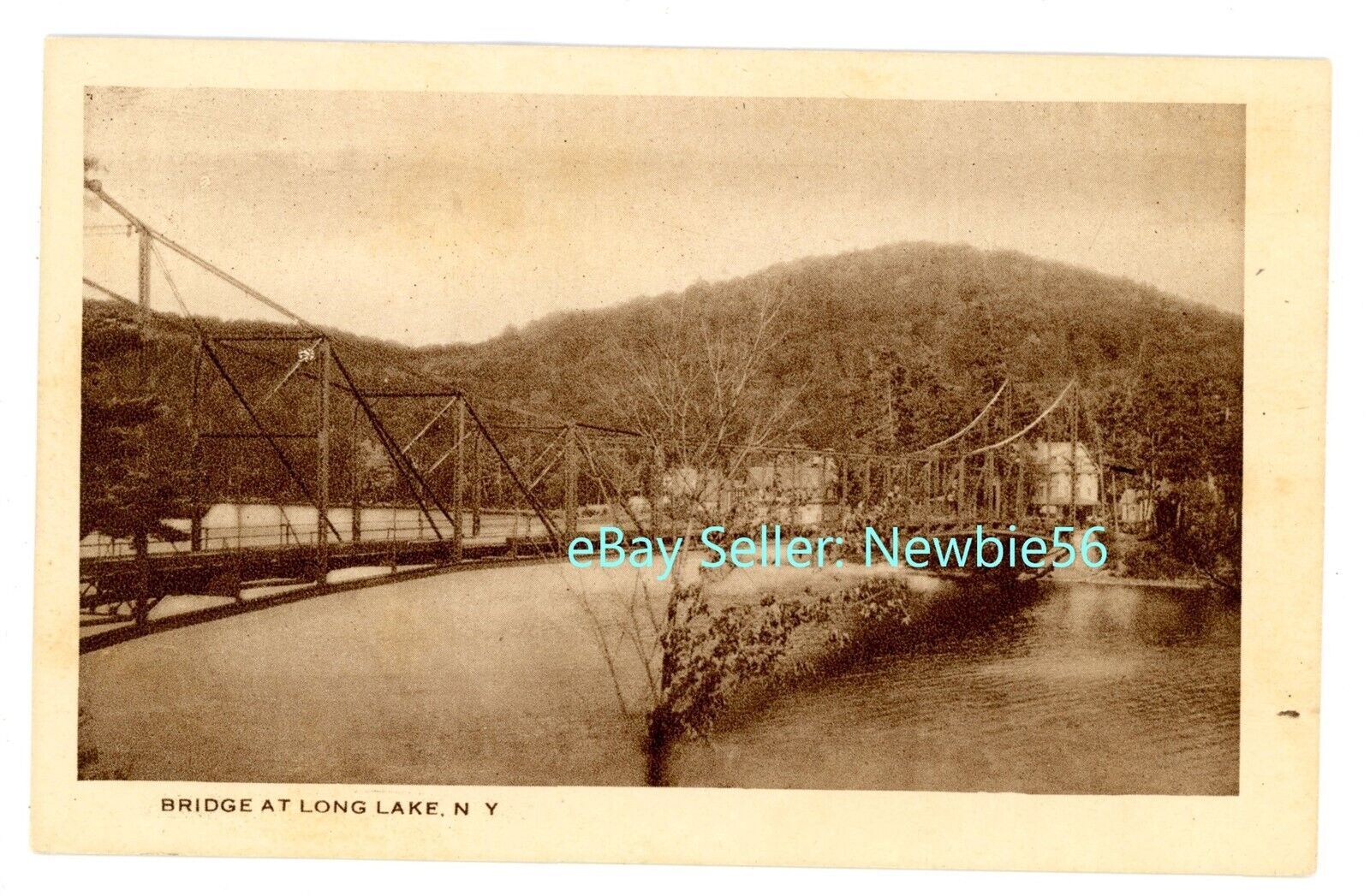 Long Lake NY - IRON BRIDGE TO VILLAGE - Postcard Adirondacks