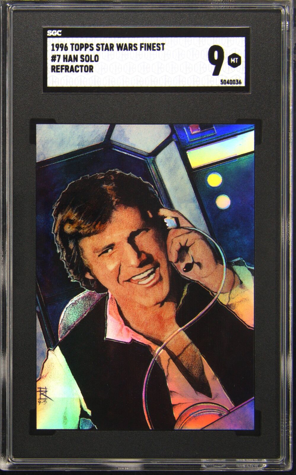 1996 Topps Star Wars Finest 7 Han Solo Refractor Star Wars Card SGC 9