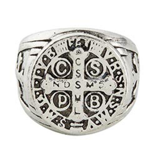Saint Benedict Ring M: Antique Silver Plated S: 3 Assorted Sizes(8.5, 9, 9.5)
