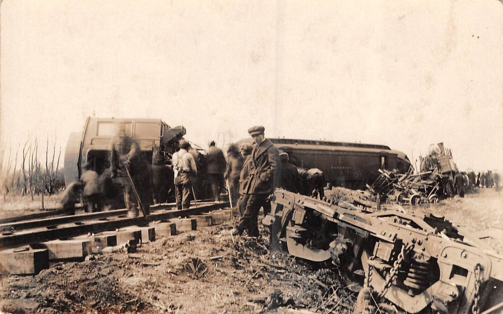 RPPC Dolton South Dakota Train Wreck Disaster c1915 Photo Postcard