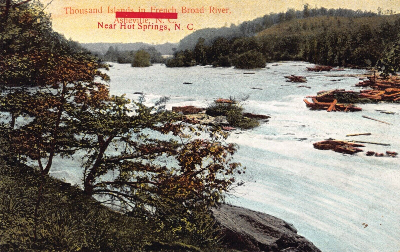 NC~NORTH CAROLINA~HOT SPRINGS~THOUSAND ISLANDS IN FRENCH BROAD RIVER~C.1910
