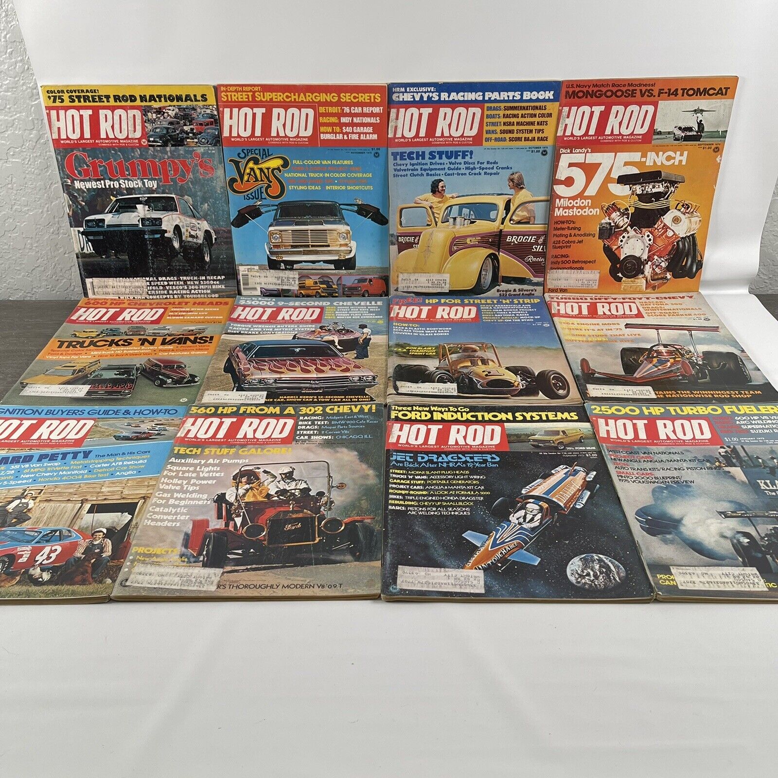 Vintage Hot Rod World\'s Largest Automotive Magazine Complete 12 Months Year 1975
