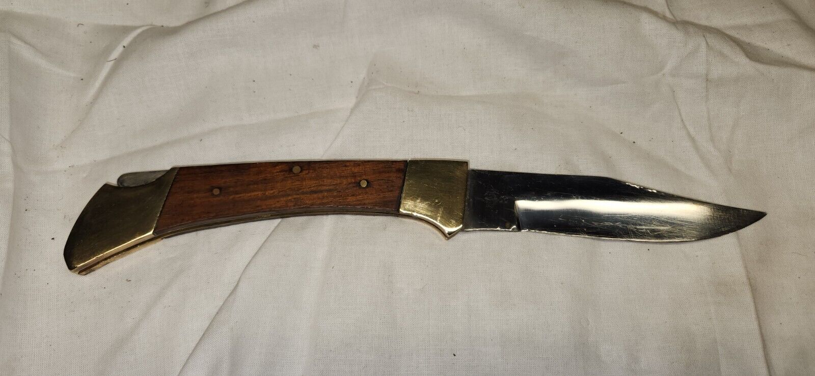  Vintage Large Pocket Knife Brass ends, Wood handles & Steel Made In Pakistan