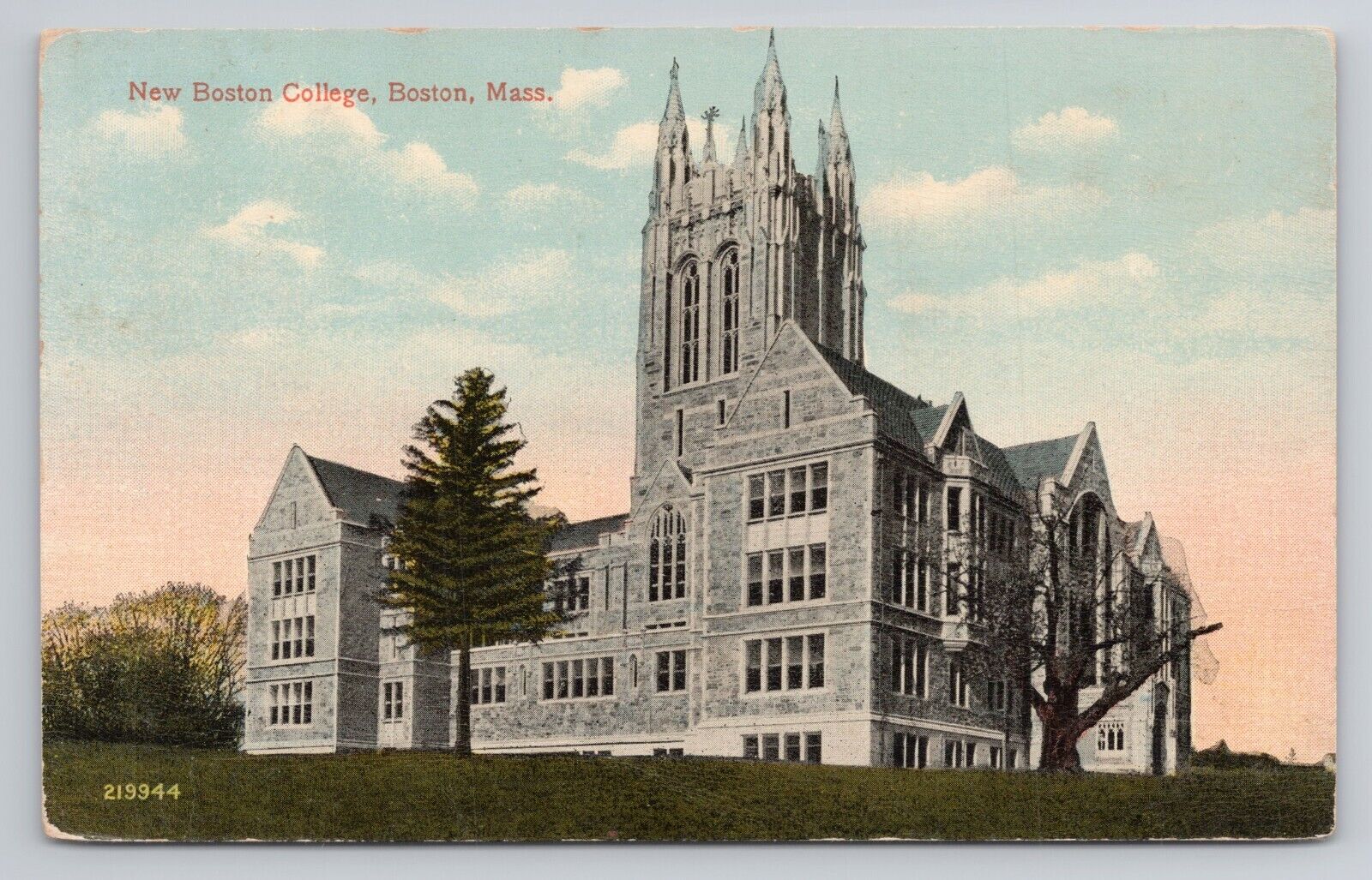New Boston College Boston MA Massachusetts Red Lettering VTG Postcard
