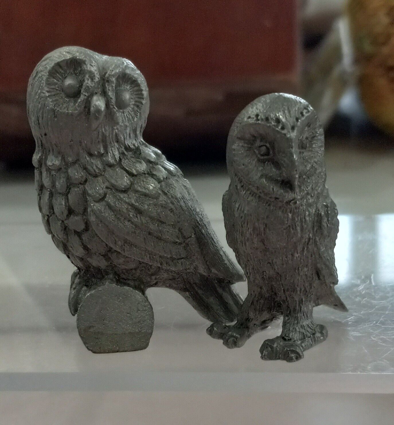 2 Vintage Spoontiques Owls PP  119 & 2038  Owl Pewter Miniature Figures
