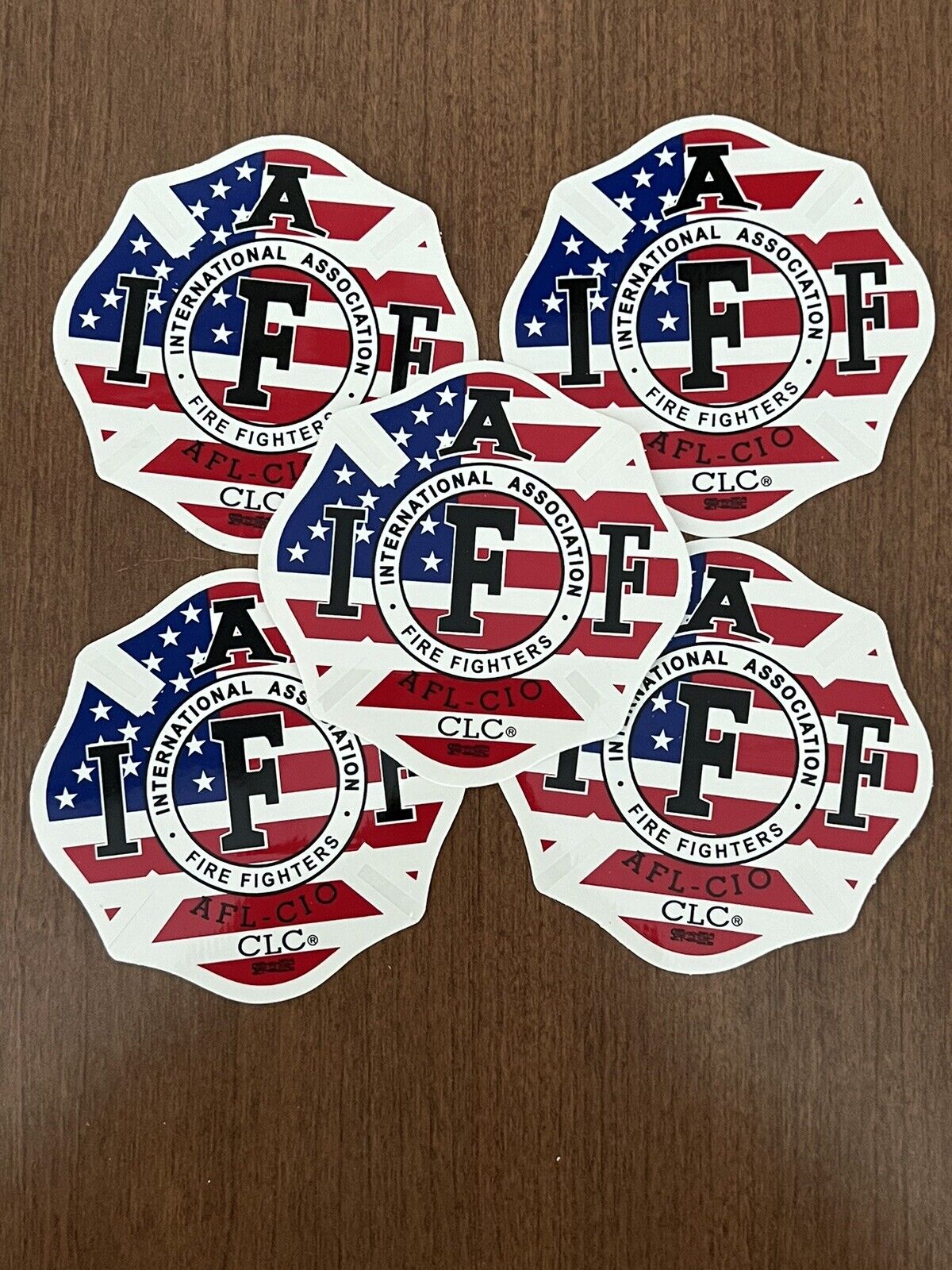 Lot of 5 IAFF FIREFIGHTER WINDOW Sticker DECALS W/ Union Bug “ American Flag “