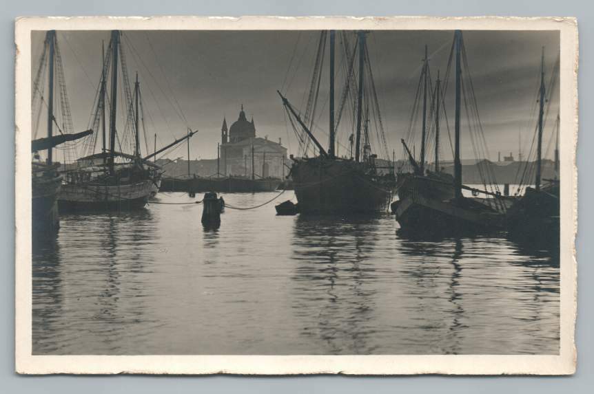 Barche all'Ancora VENICE Italy RPPC Beautiful Antique Photo Postcard ~1920s