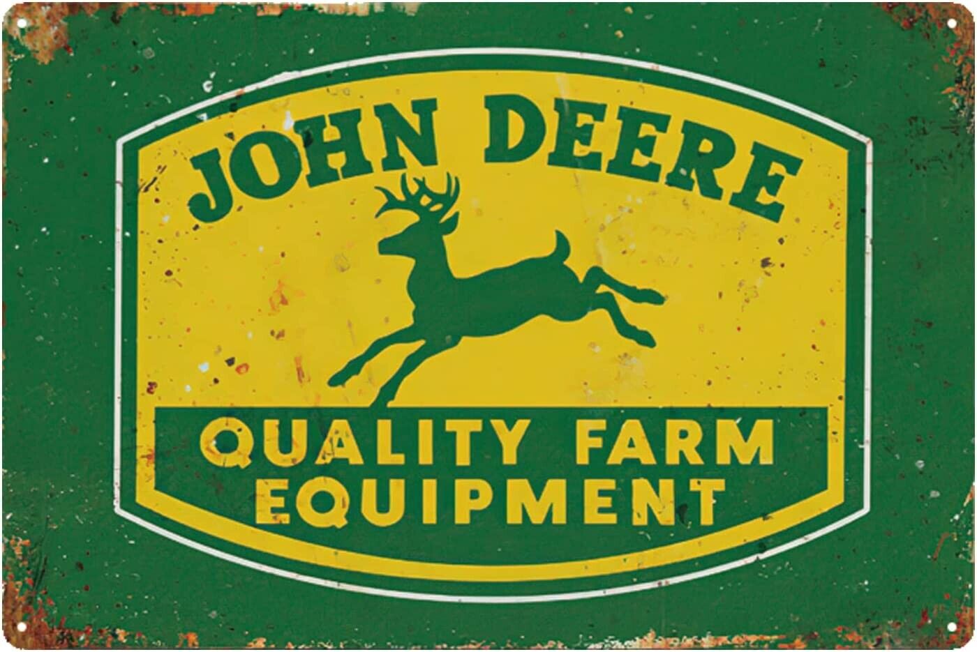 John Deere Farming Quality Agriculture Equipment Rustic Metal Sign 8x12 Inches