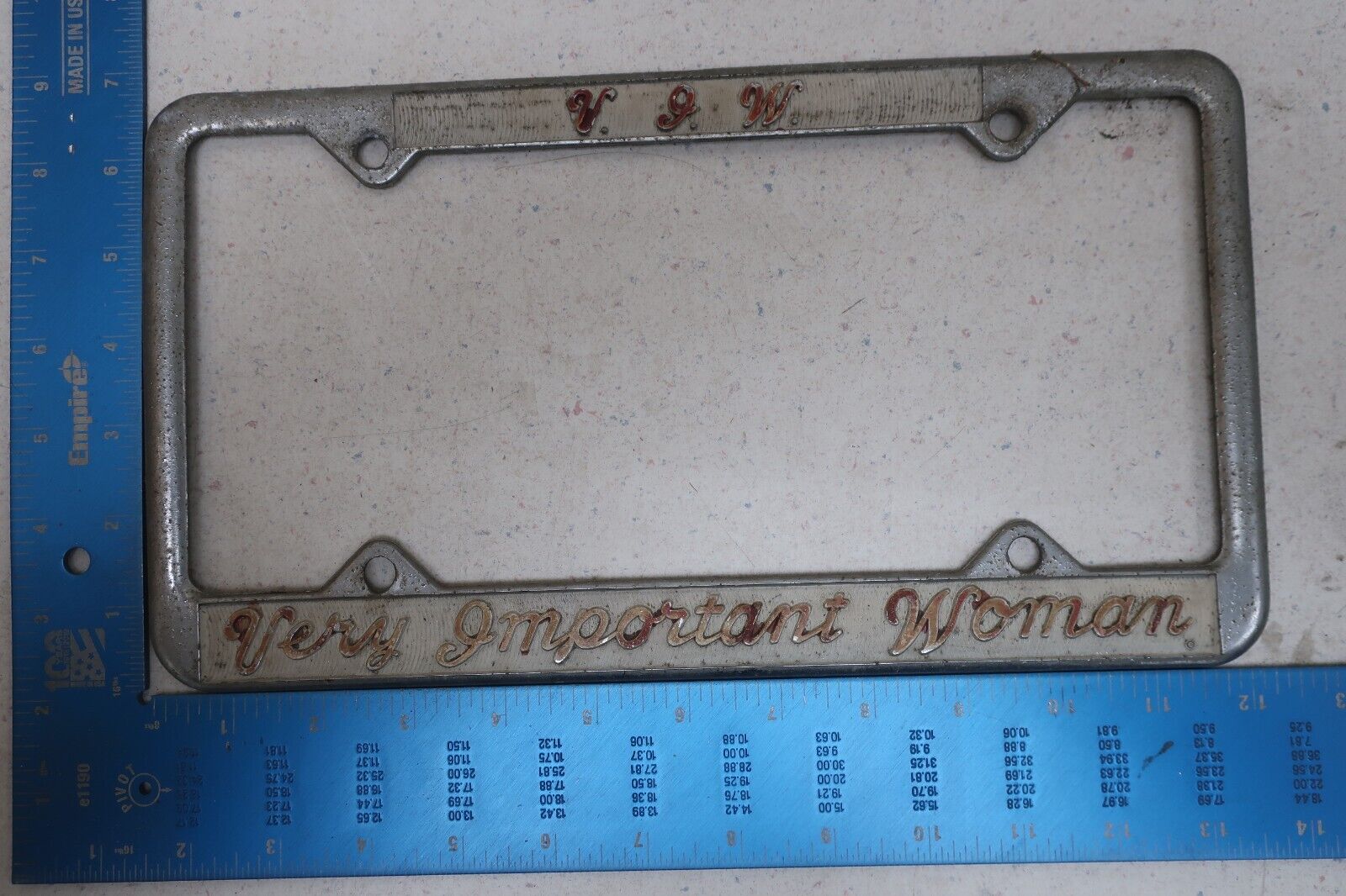 License Plate Frame Metal Silver Very Important Woman VIW (F2)