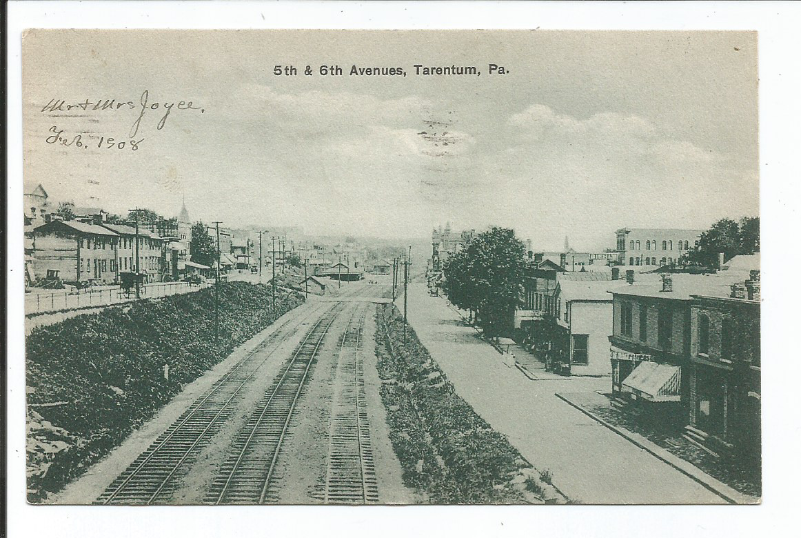 1908 RR railroad postcard, Tarentum Pennsylvania Pa