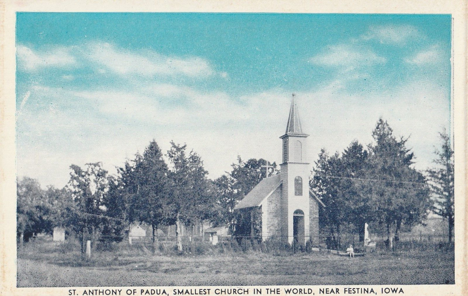 Vintage Postcard St. Anthony of Padua Smallest Church in the World Festina, Iowa