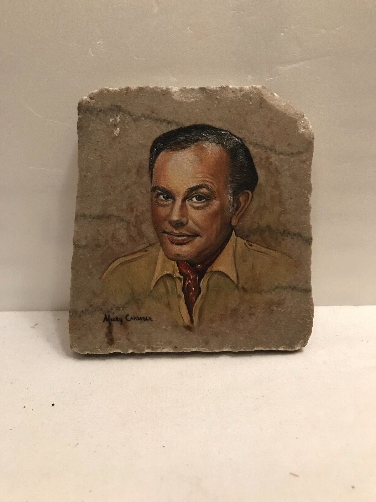 PAINTING OF JACK PAAR ON TILE SIGNED